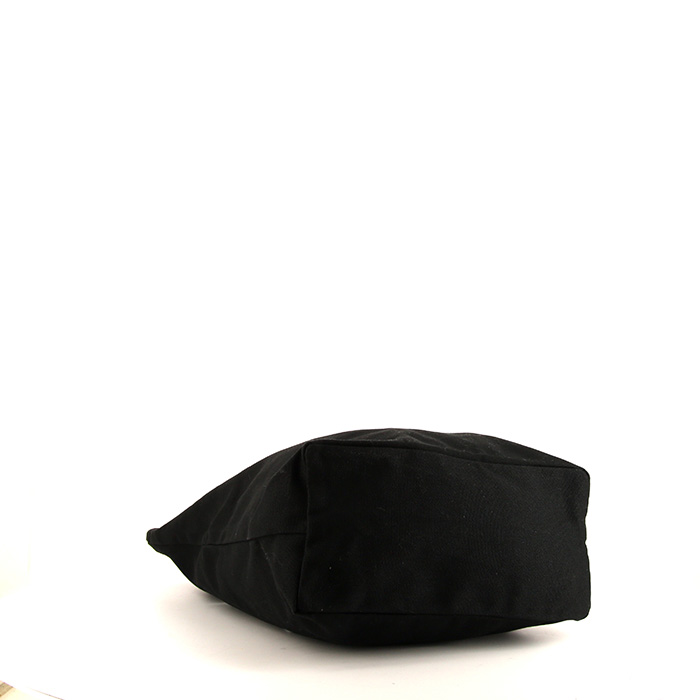 Sac cabas Chanel Shopping en toile siglée noire - Detail D4