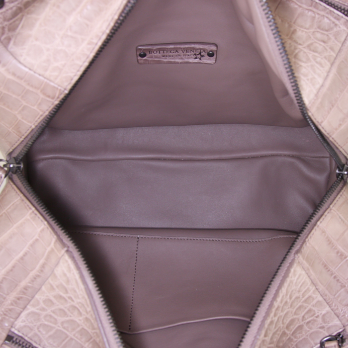 Borsa Bottega Veneta Roma in coccodrillo color talpa - Detail D2