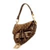 Dior Saddle handbag in brown and beige monogram velvet - 00pp thumbnail