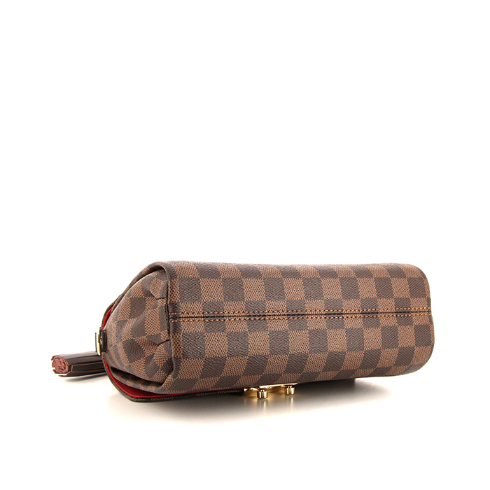 Louis Vuitton Croisette shoulder bag in ebene damier canvas and brown leather - Detail D5