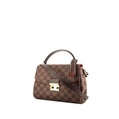 Bolso bandolera Louis Vuitton Croisette en lona a cuadros ébano y cuero marrón