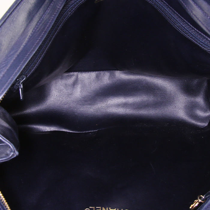 Borsa Chanel Vintage in pelle trapuntata blu - Detail D2