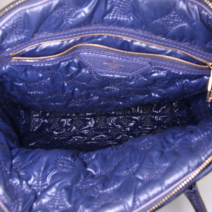 Borsa Louis Vuitton Lockit  in tela monogram blu e pelle verniciata blu marino - Detail D2