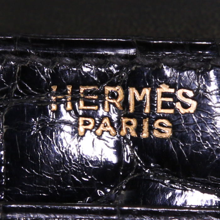 Hermès Palonnier handbag in black crocodile - Detail D4