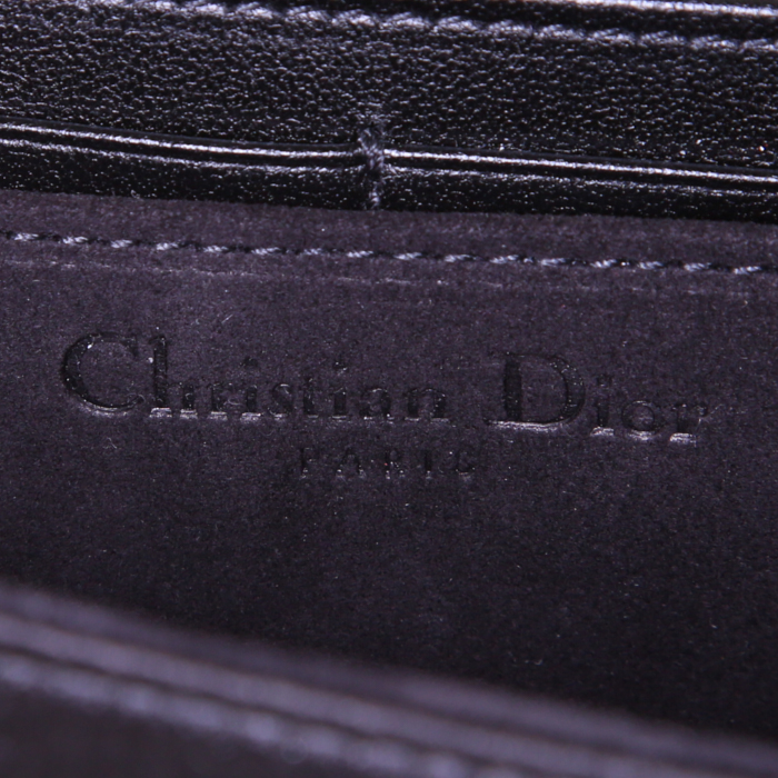Dior Lady Dior Wallet on Chain pouch in black satin - Detail D3