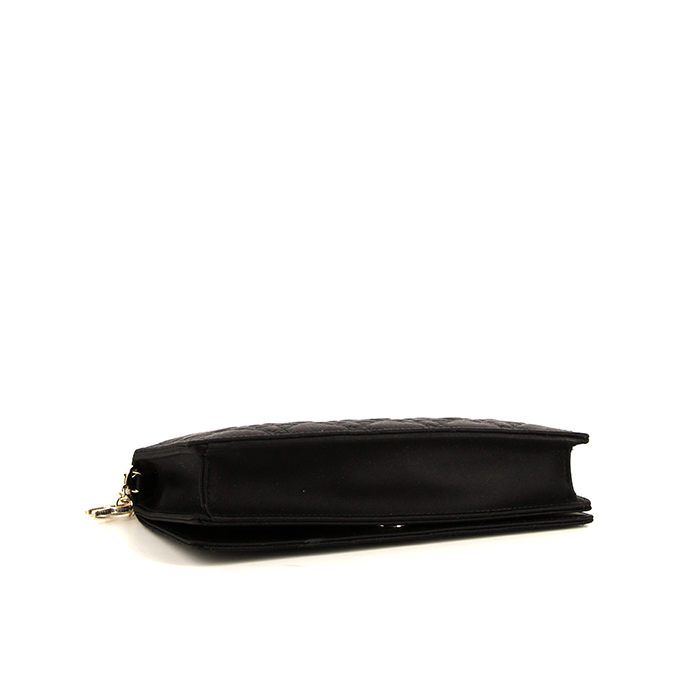 Pochette Dior Lady Dior Wallet on Chain en satin noir - Detail D4