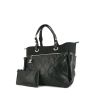 Chanel Shopping shopping bag in black coated canvas and black canvas - 00pp thumbnail