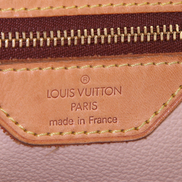 Sac cabas Louis Vuitton Bucket grand modèle en toile monogram marron et cuir naturel - Detail D3