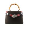 Gucci Bamboo handbag in black leather and red python - 360 thumbnail