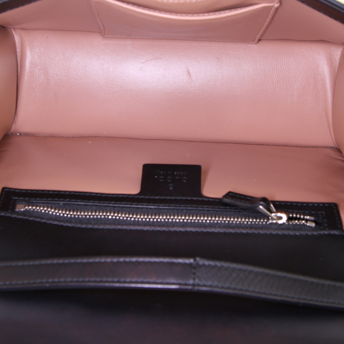 Borsa Gucci Bamboo in pelle nera e pitone rosso - Detail D3