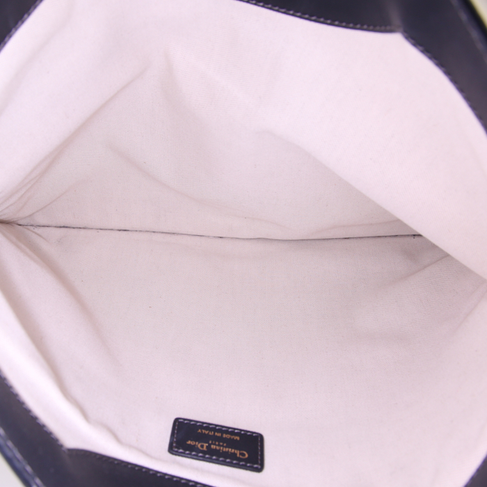 Dior Oblique pouch in blue monogram canvas and blue leather - Detail D3