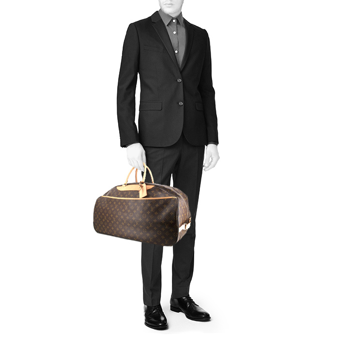 Sac de voyage Louis Vuitton Eole en toile monogram marron et cuir naturel - Detail D1