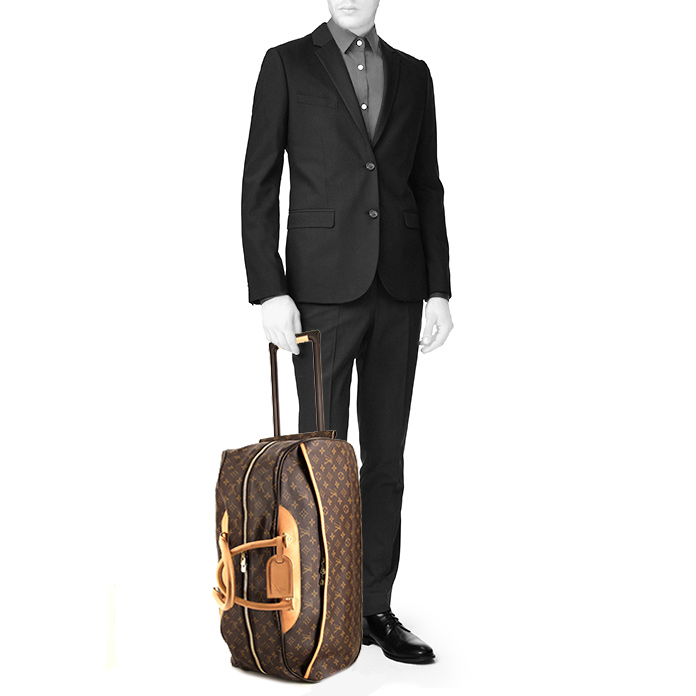 Louis Vuitton Eole travel bag in brown monogram canvas and natural leather - Detail D2