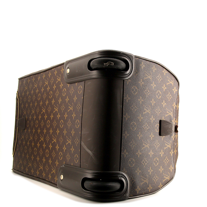 Sac de voyage Louis Vuitton Eole en toile monogram marron et cuir naturel - Detail D5