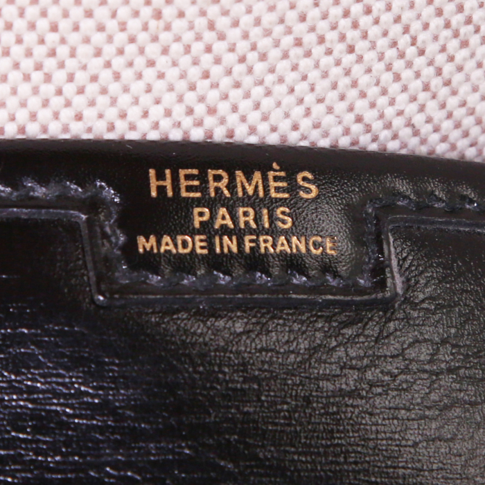 Pochette Hermes Jige en cuir box noir - Detail D3