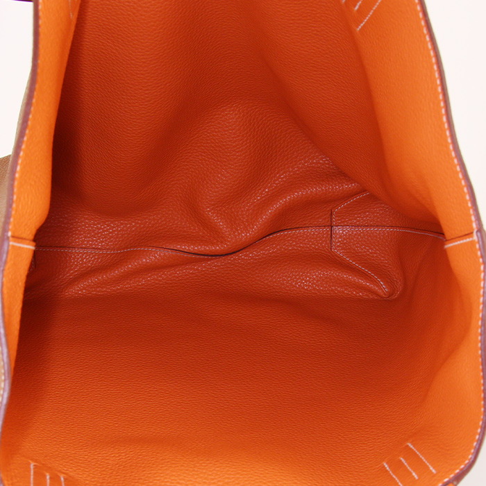 Sac cabas Hermes Double Sens en cuir togo gold - Detail D2