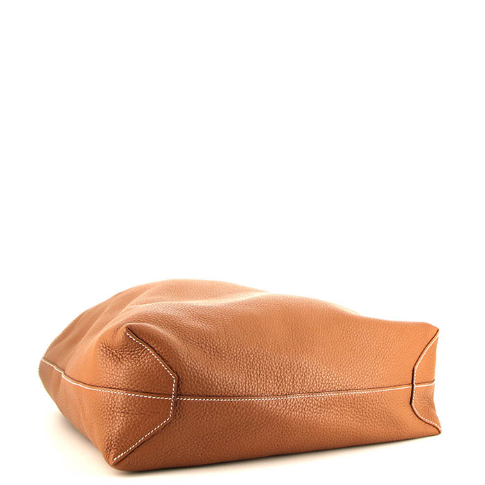 Shopping bag Hermes Double Sens in pelle togo gold - Detail D4