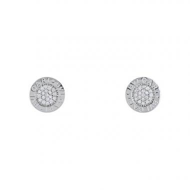 Paire de puces d'oreilles Bulgari Bulgari en or blanc et diamants