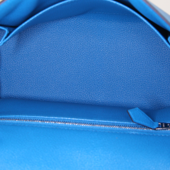 Bolso de mano Hermes Kelly 25 cm en cuero Mysore azul - Detail D3