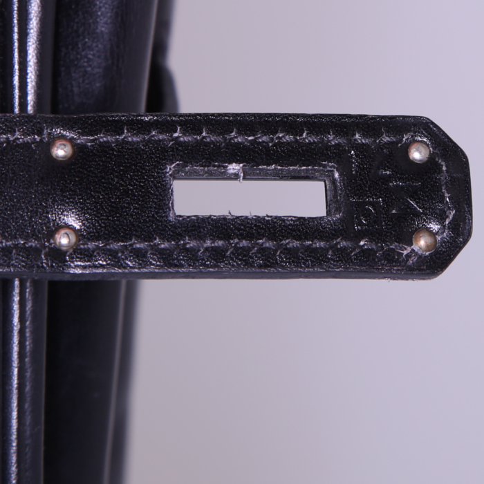 Sac à main Hermes Birkin 35 cm So Black en cuir box noir - Detail D4