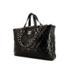 Chanel Portobello handbag in black quilted leather and bicolor tweed - 00pp thumbnail