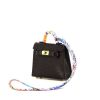 Hermès Kelly Twilly bag charm bag in black lizzard and multicolor silk - 00pp thumbnail