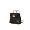 Hermès Kelly Twilly bag charm bag in black lizzard and multicolor silk - 00pp thumbnail