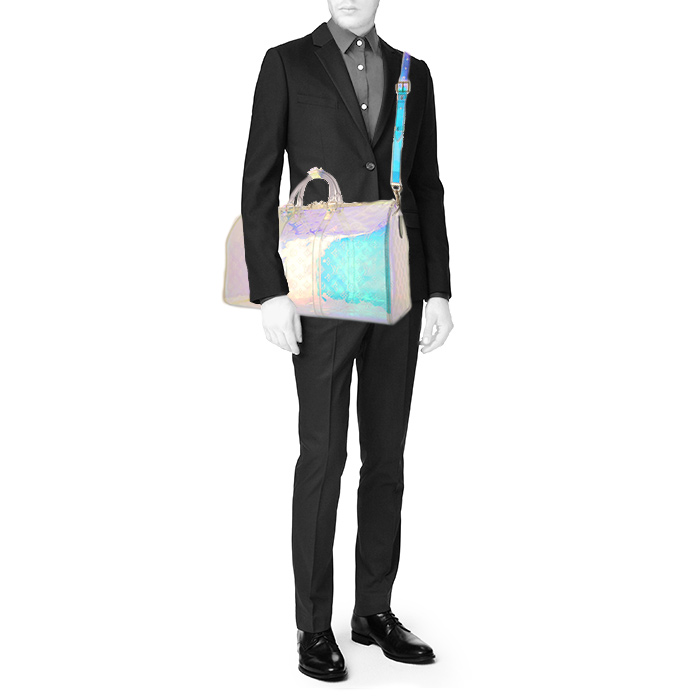 Borsa weekend Louis Vuitton Keepall Editions Limitées in PVC trasparente con motivo - Detail D2