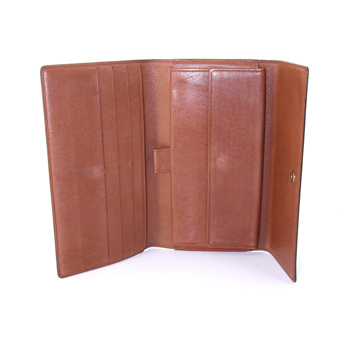 Louis Vuitton Sarah wallet in monogram canvas and brown leather - Detail D2