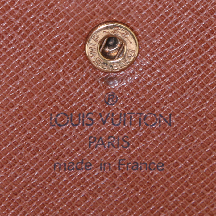 Louis Vuitton Sarah wallet in monogram canvas and brown leather - Detail D3