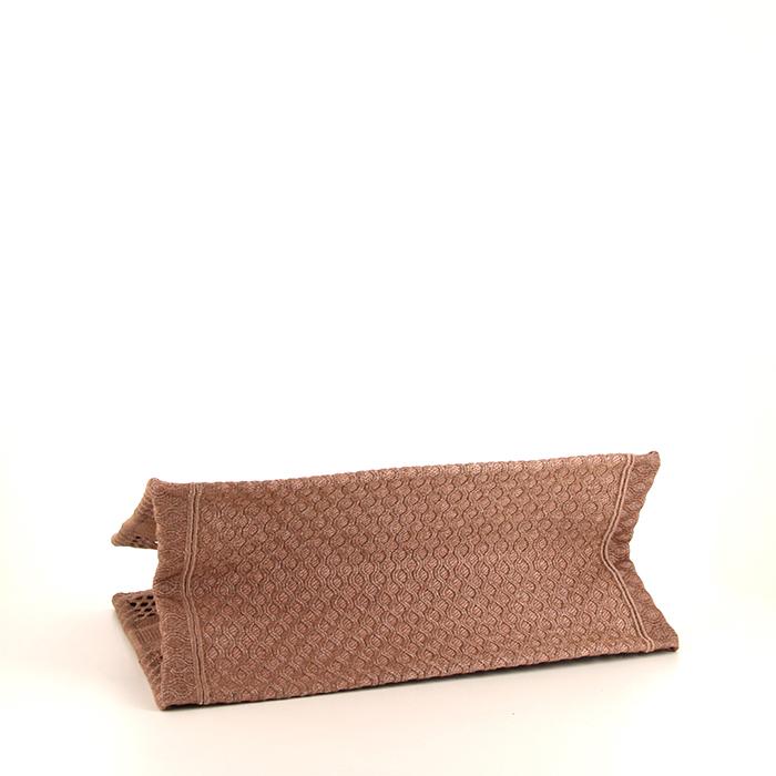 Bolso Cabás Dior Book Tote modelo pequeño en lona beige rosado - Detail D4