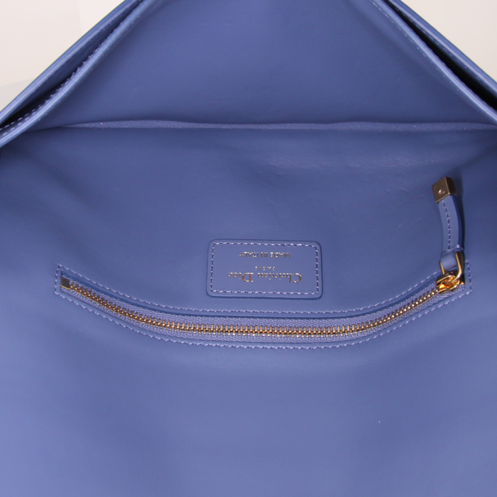 Pochette Dior 30 Montaigne en cuir bleu - Detail D4