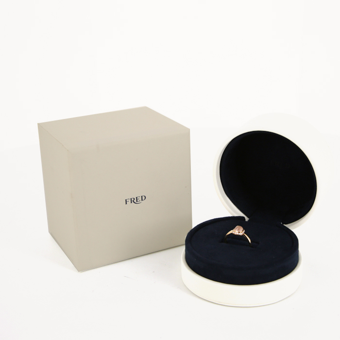 Fred Pain de Sucre small model ring in pink gold,  diamonds and quartz - Detail D2