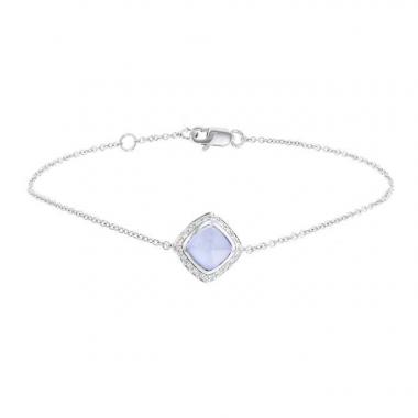 Bracciale Fred Pain de Sucre modello piccolo in oro bianco,  diamanti e calcedonio Bracciale Fred Pain de Sucre modello piccolo in oro bianco,  diamanti e calcedonio