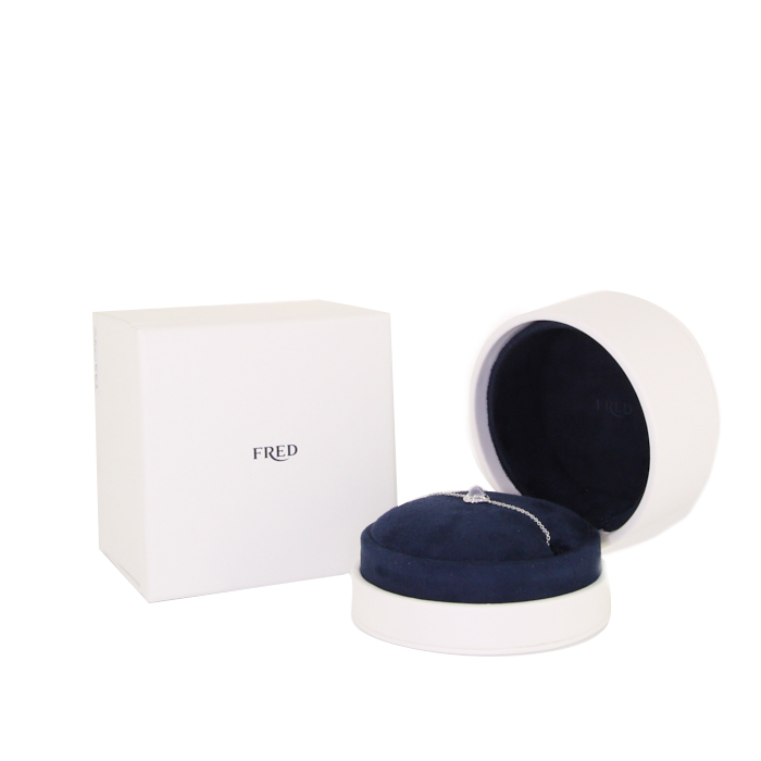 Fred Pain de Sucre small model bracelet in white gold,  diamonds and chalcedony - Detail D2