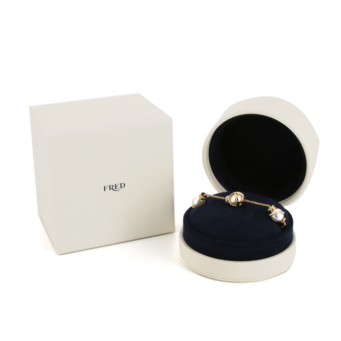 Bracelet Fred Baie des Anges en or jaune,  perles et diamants