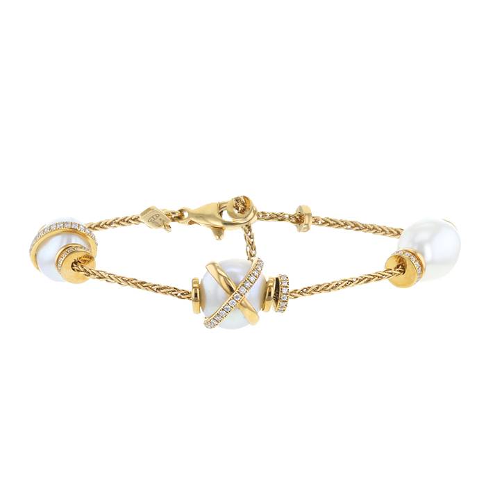 Fred Baie des Anges bracelet in yellow gold,  pearls and diamonds - 00pp