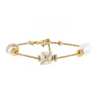 Brazalete Fred Baie des Anges en oro amarillo,  perlas y diamantes Brazalete Fred Baie des Anges en oro amarillo,  perlas y diamantes