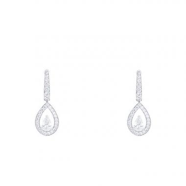 Paire de pendants d'oreilles Fred Lovelight petit modèle en or blanc et diamants