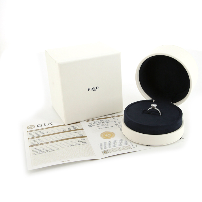 Fred Fleur Céleste solitaire ring in platinium and diamonds - Detail D2