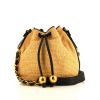 Chanel Vintage shoulder bag in beige raphia and black leather - 360 thumbnail
