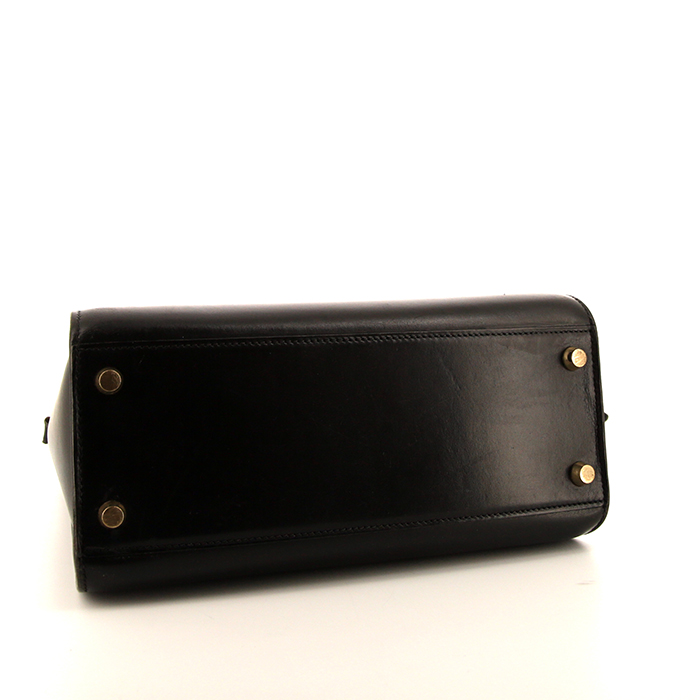 Bolso bandolera Hermès Kelly Sport en cuero box negro - Detail D4