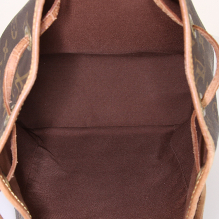 Louis Vuitton Montsouris medium model backpack in brown monogram canvas and natural leather - Detail D2