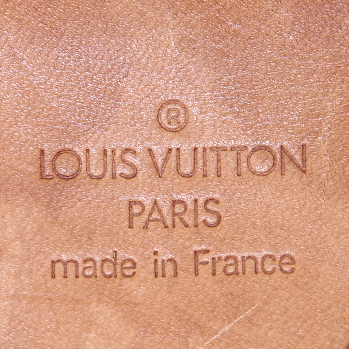 Mochila Louis Vuitton Montsouris modelo mediano en lona Monogram marrón y cuero natural - Detail D3