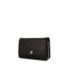 Borsa a tracolla Chanel Wallet on Chain in pelle trapuntata nera con decoro floreale - 00pp thumbnail