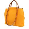 Shopping bag Hermès Cabag in tela Jaune d'Or e mucca Hunter marrone - 00pp thumbnail