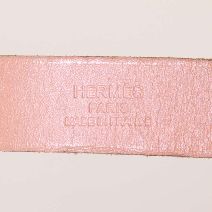 Hermès Cabag shopping bag in Jaune d'Or canvas and brown Hunter cowhide - Detail D4