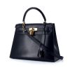 Hermes Kelly 28 cm handbag in navy blue box leather - 00pp thumbnail