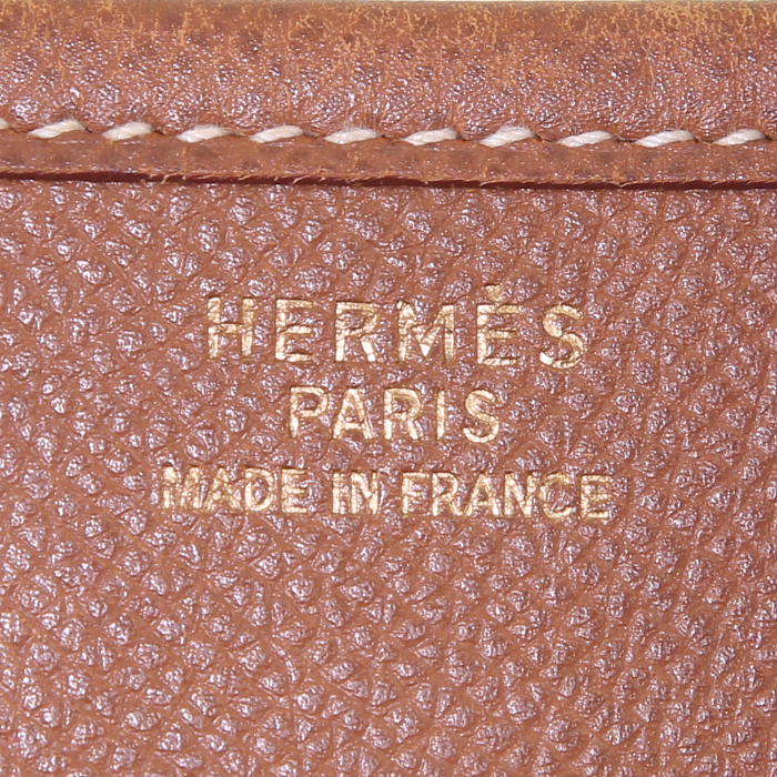 Hermes Evelyne large model shoulder bag in gold epsom leather - Detail D3