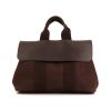 Hermès Valparaiso small model handbag in brown leather and brown canvas - 360 thumbnail